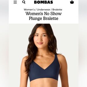Bombas no show plunge XL bralette unlined midnight Navy blue
